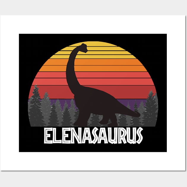 Elenasaurus Elena saurus dinosaur name birthday Wall Art by Kerlem